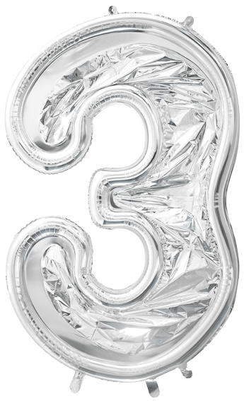 Ballongform nummer 3 silver 126cm