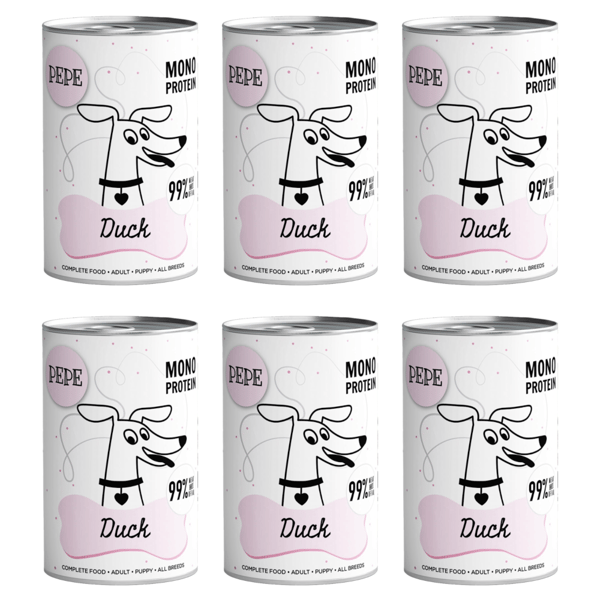 Paka Zwierzaka Pepe Duck våd hundefoder 99% and 6x400g