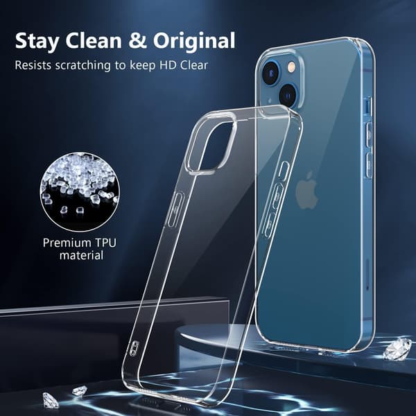 ETUI TIL IPHONE 14 PLUS KLART TRANSPARENT + 3x HÆRDET GLAS
