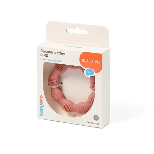 Silikon Sensorisk Bitring Rosa, Babyono