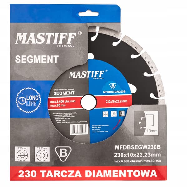 Segmenteret diamantskive 230mm x 22.2mm til betonblokke