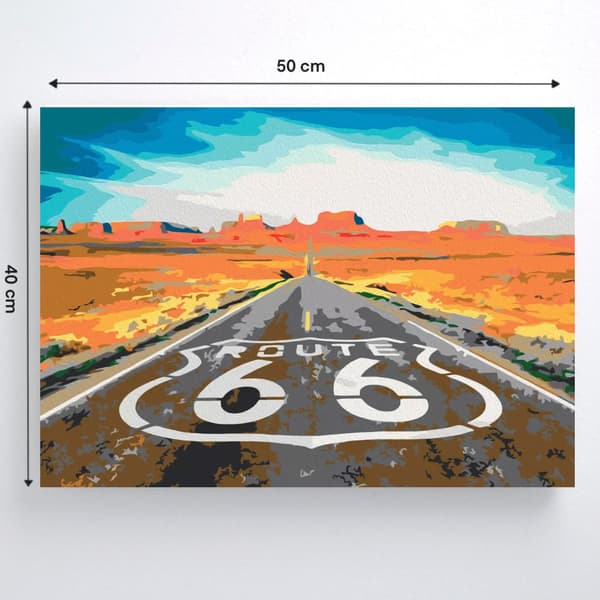 MALING EFTER TAL MED RAMME Billeder til maleri Route 66 50x40 cm