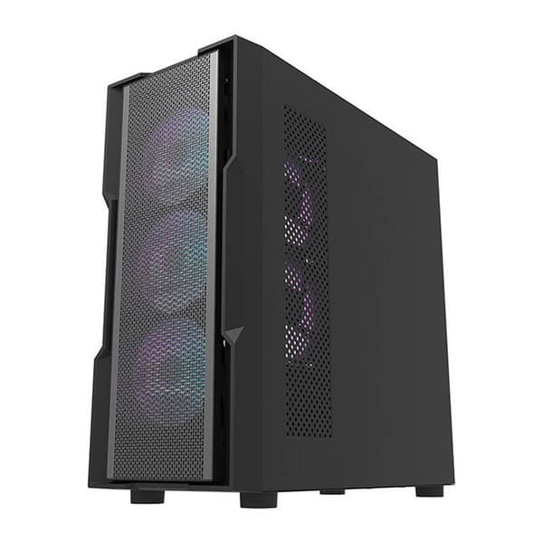 Darkflash DK431 Mesh -tietokonekotelo (musta) + 4 ARGB-tuuletinta