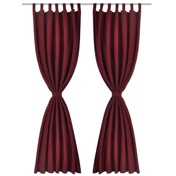 Vinröda satingardiner med öglor, 2 st., 140 x 175 cm