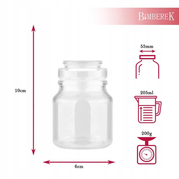 12x burkburk för kryddor, örter, ljus, presentförpackning 205 ml