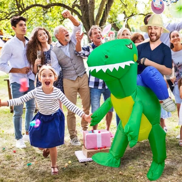Selvoppustelig oppustelig dinosaur T-rex kostume
