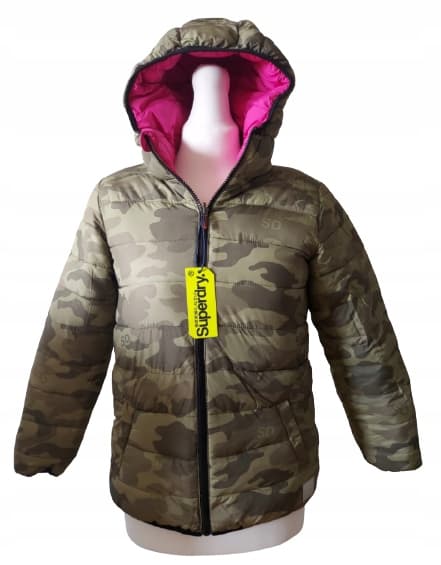 Superdry vinterjacka för flickor dubbelsidig rosa quiltad 116