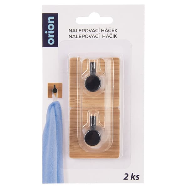 Itsekiinnittävä koukku bambu metalli musta 4,5x4,5 cm 2 kpl