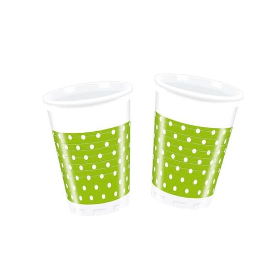 Green Dots fødselsdagskopper 200 ml 8 stk.