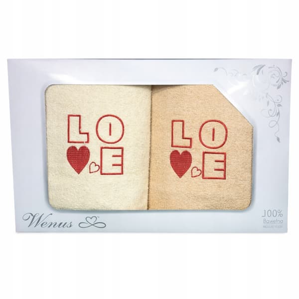 Pyyheset ompelulla LOVE 50x100cm ecru,beige