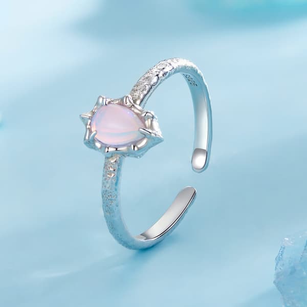 Justerbar silverring OPALISERANDE KRISTALL 925 silver