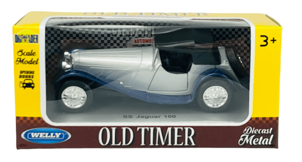 Welly OLD timer SS Jaguar 100 Med tak silver 1:34 98876