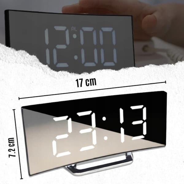 Digitalt LED spejlur - DT-6507 (hvid)