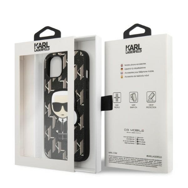 Karl Lagerfeld KLHCP13SPMNIKBK iPhone 13 mini 5.4 hårdt cover sort/sort Monogram Ikonik Patch