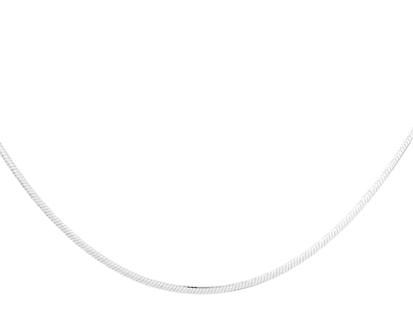 Kort tunn silverkedja åttkantig ormlänk 0,9 mm choker 32 cm