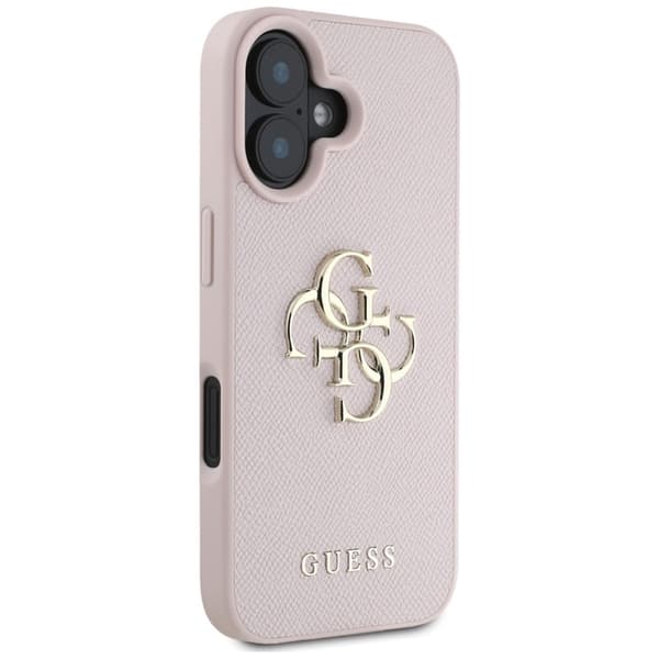Guess Grained Big 4G Logo Small Classic Logo - iPhone 16 cover (lyserød)