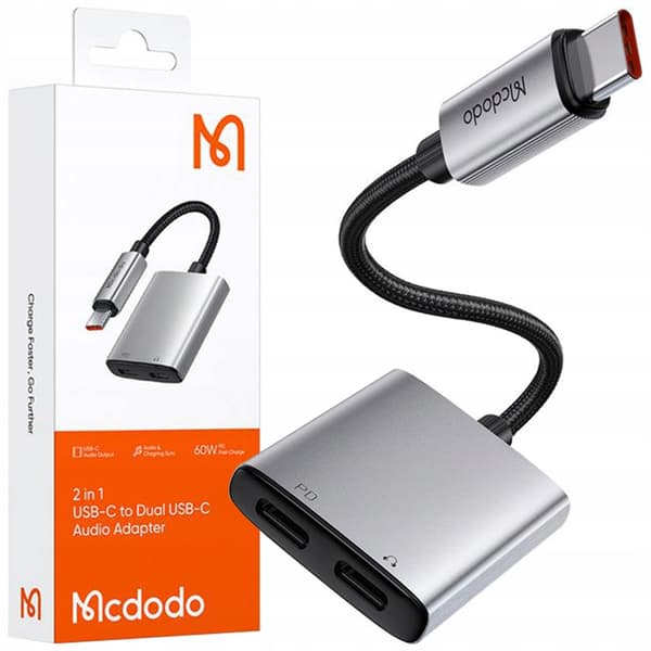 MCDODO SOVITIN 2X USB-C-SOVITIN USB TYPE C -KAAPELI SAMSUNG APPLE -LAITTEILLE DAC-MUUTTIMEN KANSSA