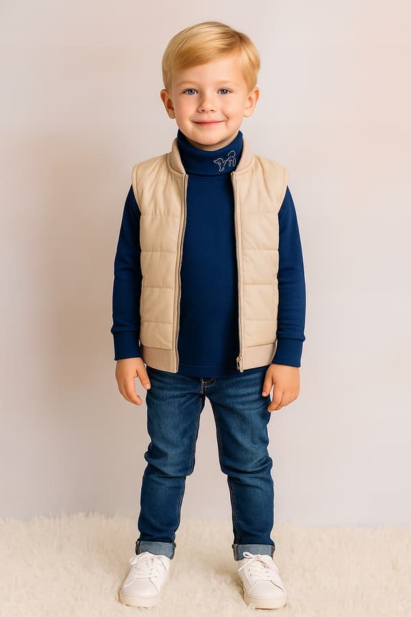 Barn TURTLENECK 122 SWEATSHIRT Barn T-SHIRT BLUS med tryck MARINBLÅ