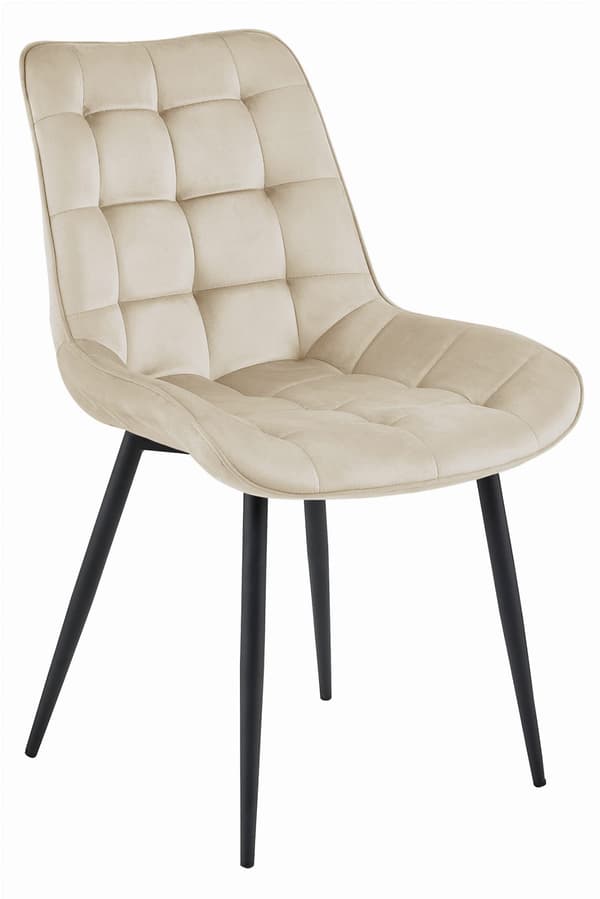 BERA stol - beige velour/sorte ben x 3