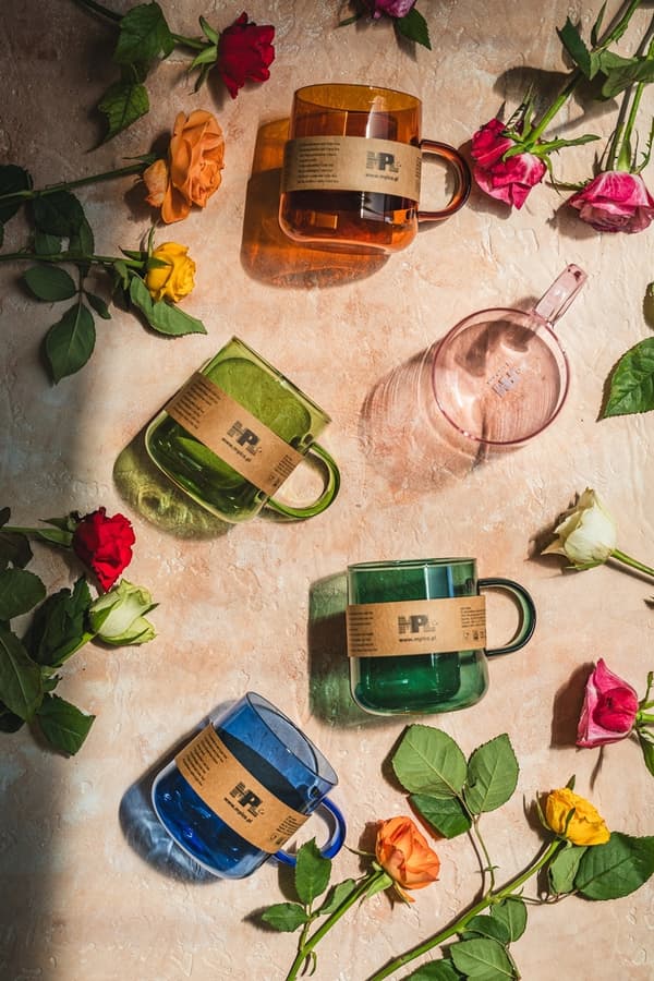 VÄRMEBESTÅENDE GLASMUGG KAFFE TE FLASKA GRÖN 300 ml DISKMASKINSÄKER