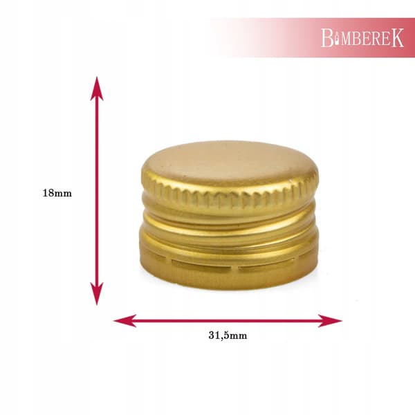 10 st aluminiumlock 31,5x18 för flaskor, guld, läckagesäker, solid