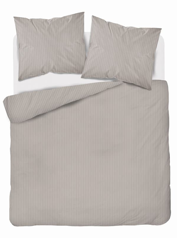 Satin Sengesæt 160x200 Glat med Premium Striber, Beige