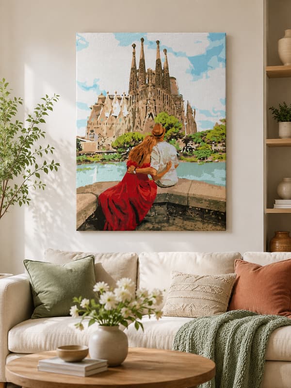 Sagrada Moments målning med siffror och ram 40x50 cm