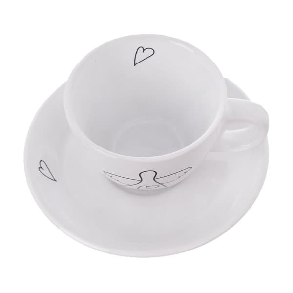 Vit keramisk kopp med fat till espresso 90 ml 2 st