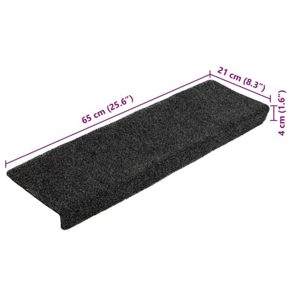 vidaXL Självhäftande Trappmattor 5 st 65x21x4 cm Grå Rektangulära Kanter