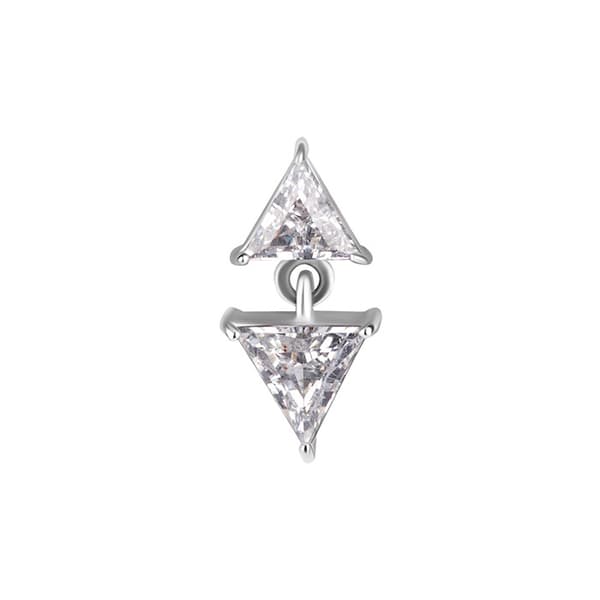 Insticksmutter - trianglar med vita zirkoner - CoCr NF - silver - PI-025