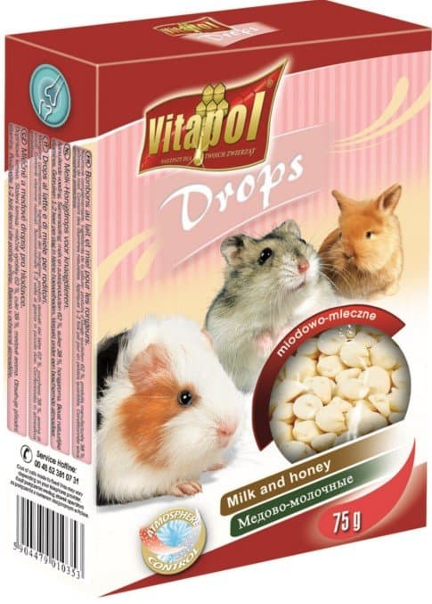 Vitapol | Droppar för gnagare | 75 g - Mjölk och honung