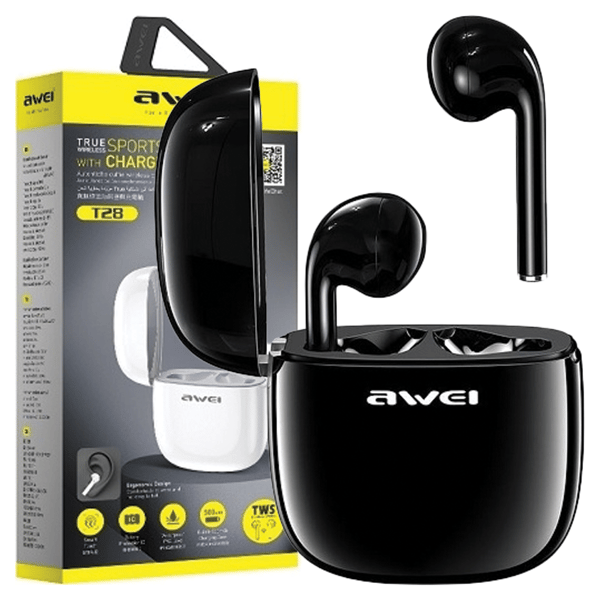 AWEI Bluetooth 5.0 T28 TWS hovedtelefoner + dockingstation sort/sort