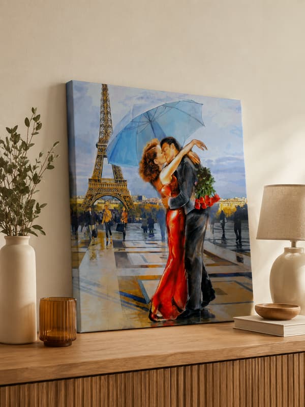 Maleri efter tal med ramme Billeder til maleri - Par Paris 50x40 cm