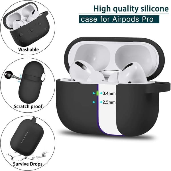 SILIKONEETUIS TIL APPLE AIRPODS PRO 2. GENERATION 2022 SORT MAT LET