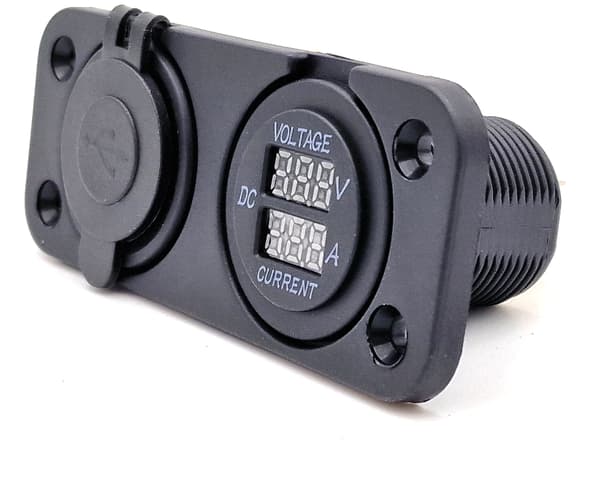 Panel 2x USB-opladning, voltmeter og amperemeter