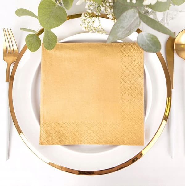 Metalliske guldservietter, 33x33cm, 20 stk. (Guld)