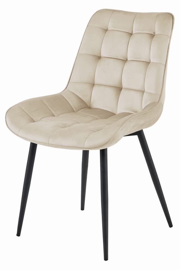BERA stol - beige velour/sorte ben x 3