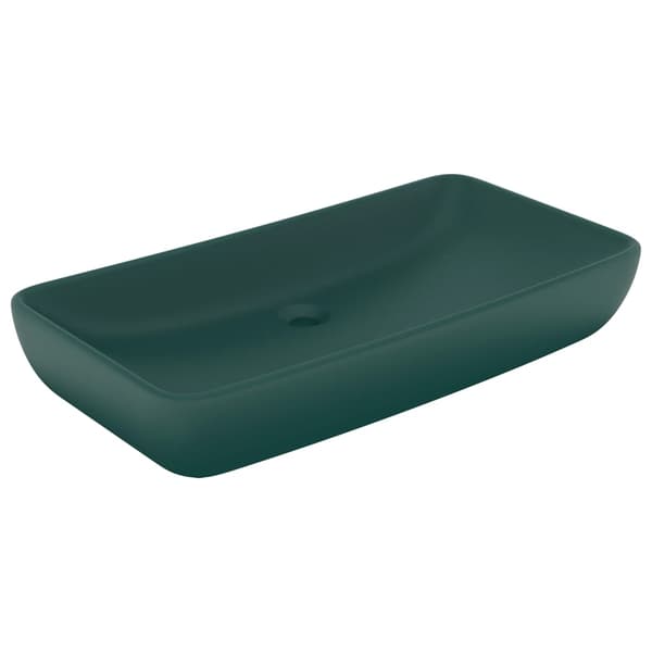 vidaXL rektangulær håndvask mat mørkegrøn 71x38 cm keramik