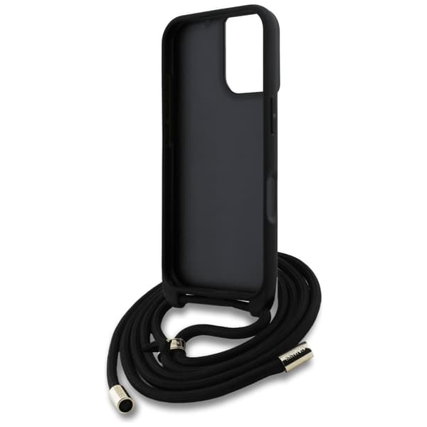 Guess 4G Stort Logo Snorrem Crossbody-etui til iPhone 16 Plus Sort