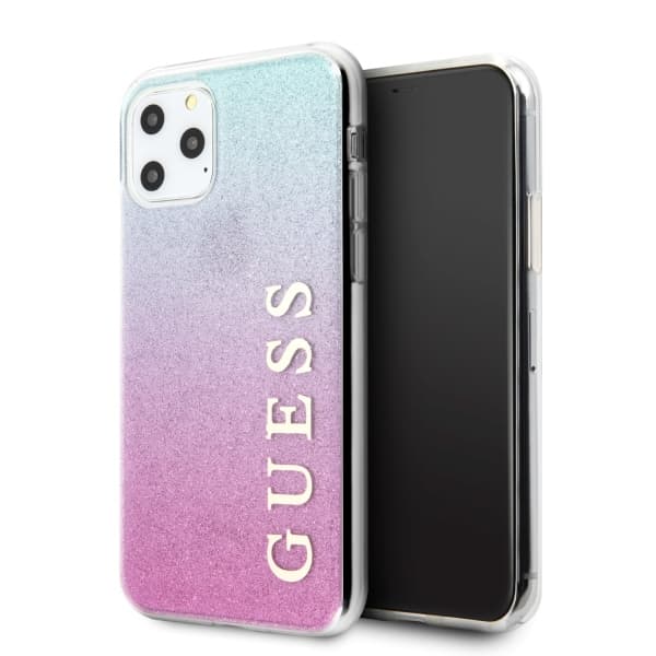 Guess GUHCN65PCUGLPBL iPhone 11 Pro Maxpink blått/rosa blått hårt skal Glitter Gradient