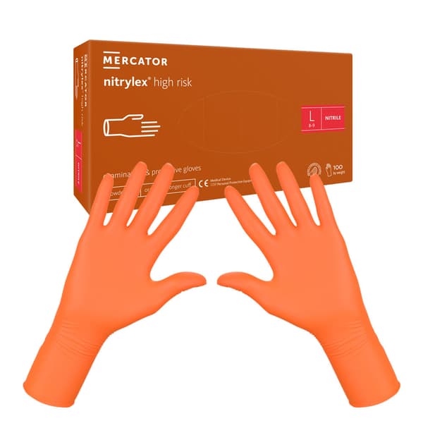 Mercator Nitrylex högrisknitrilhandskar L orange 100 st