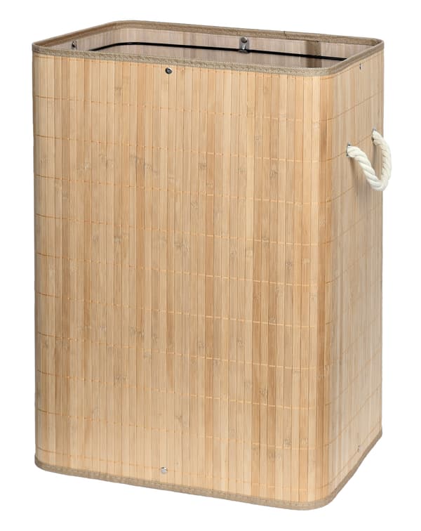 SOREN 80L luonnonbambuinen pyykkikori kannella