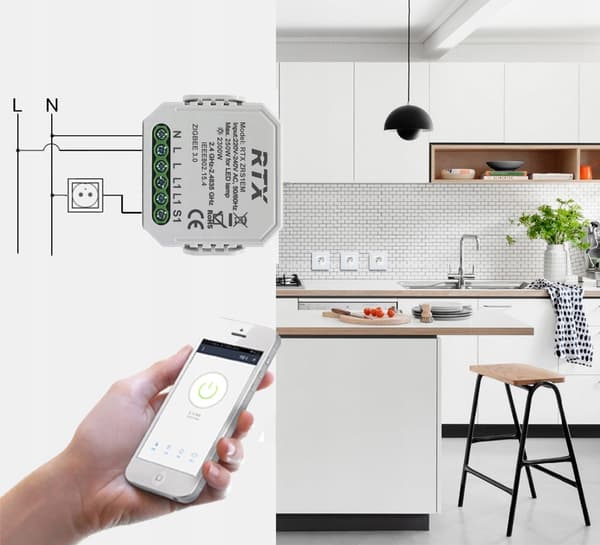 RTX Mini Relæstyringsmodul ENERGIMÅLING LN TUYA ZigBee