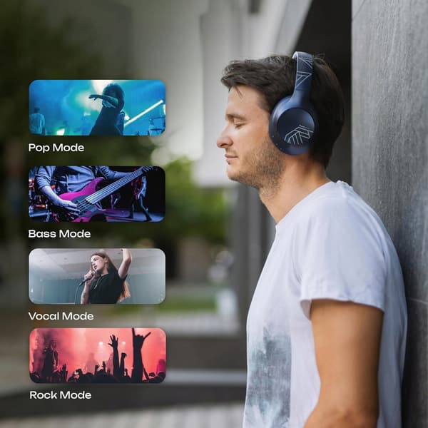 PowerLocus P3 Blå Bluetooth Hovedtelefoner Mikrofon AUX BT Bluetooth Etui