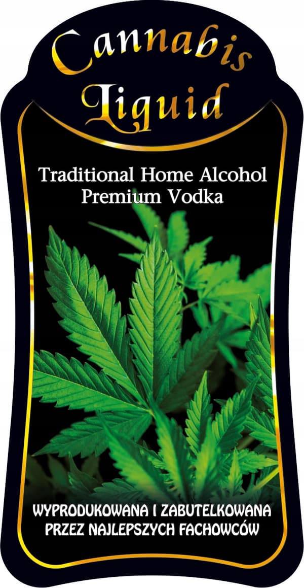 Monopol 500ml cannabisdekorerad flaska