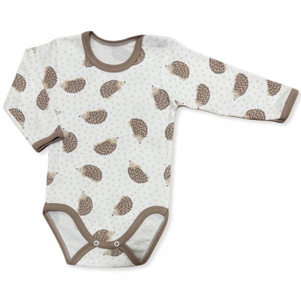 Body barn 92 långärmad 100% bomull igelkottar beige
