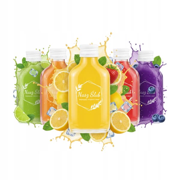 5x 100ml lommelærkeflasker med BRYLLUPS-print