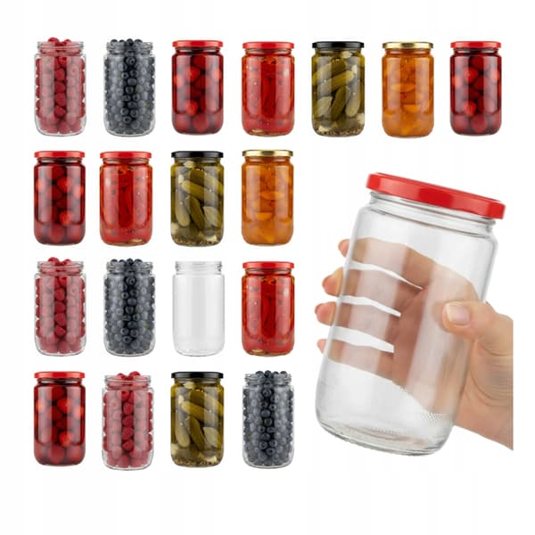 48x Franko-burkar 720ml sylt honung konserver burkar pickles + lock 82