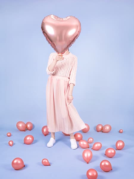 Hjärtformad folieballong, 61 cm, roséguld