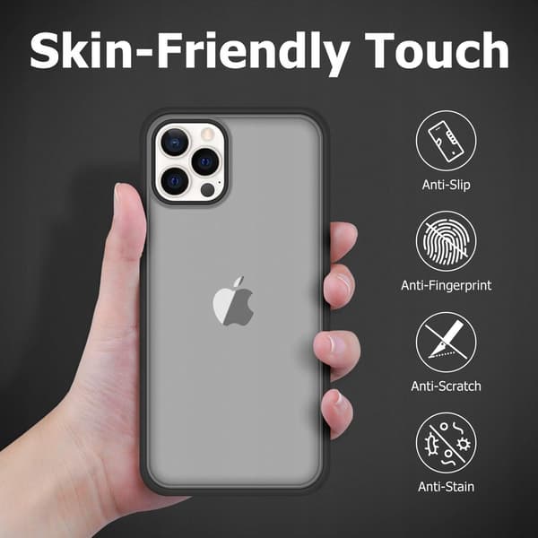 ETUI TIL APPLE IPHONE 12 PRO MAX SORT TRANSPARENT BAGSIDEN
